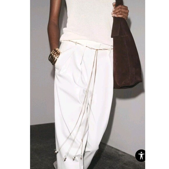 ZARA Belts Women's 2 pack Faux Pearl Shells Cord & Chain Boho Beach Hipster NEW - Picture 2 of 15